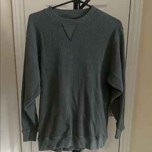Aerie Women's Green Waffle Knit Crewneck Top